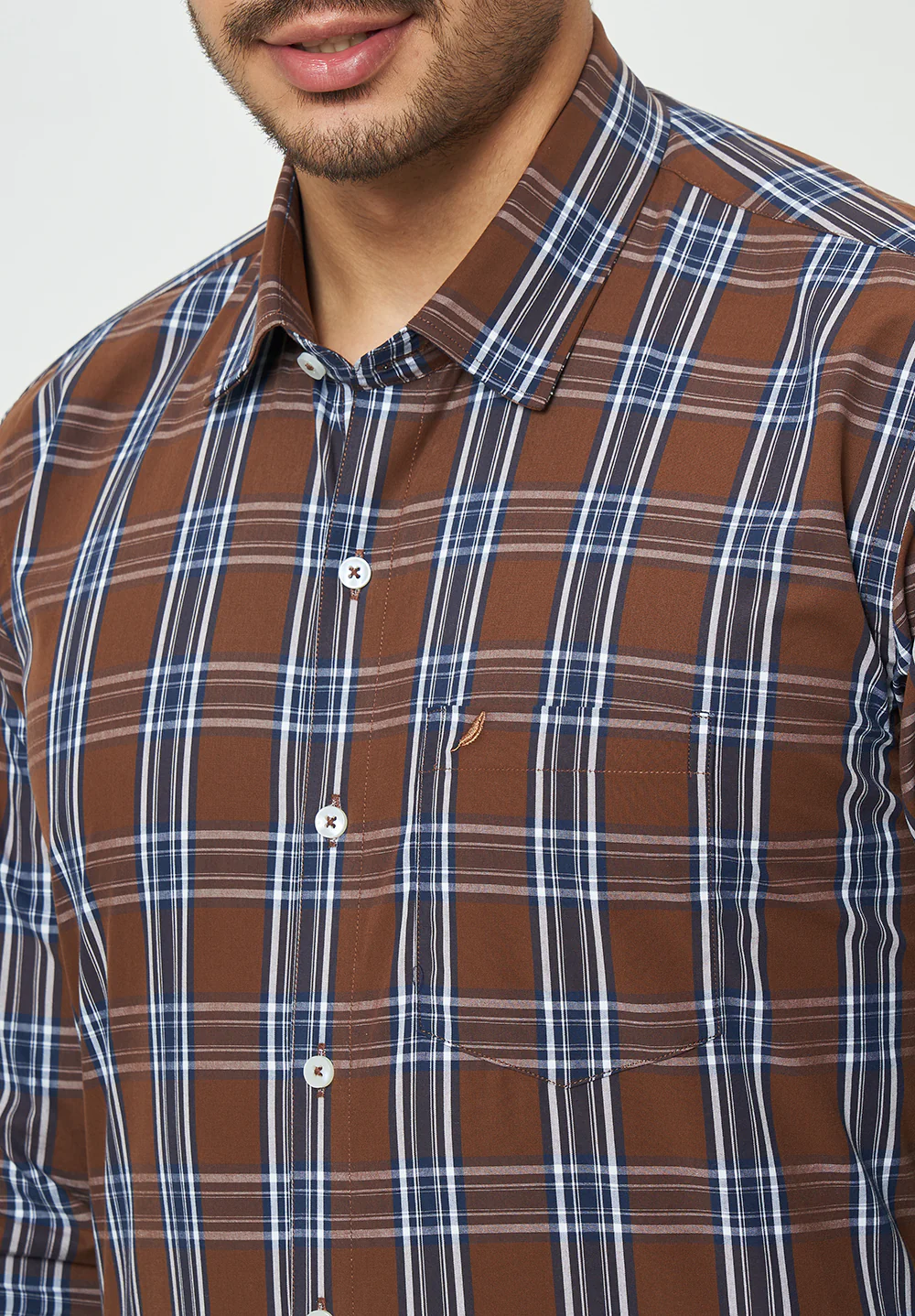 Men Brown Slim Fit Formal Shirt - Image 4