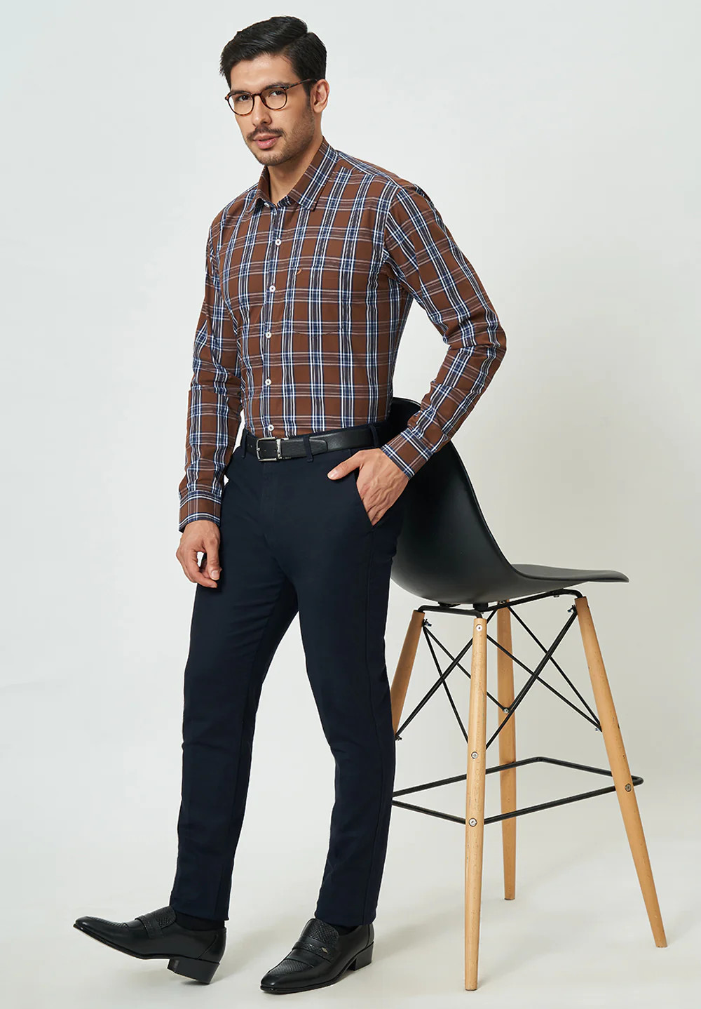 Men Brown Slim Fit Formal Shirt - Image 5
