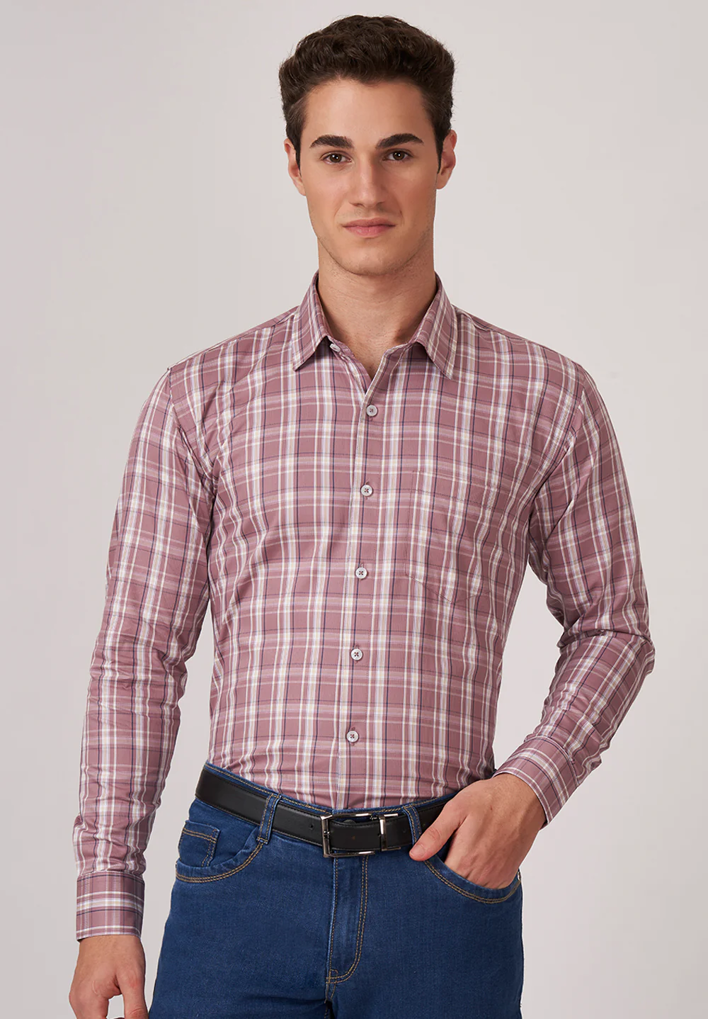 Men Brown Slim Fit Formal Shirt