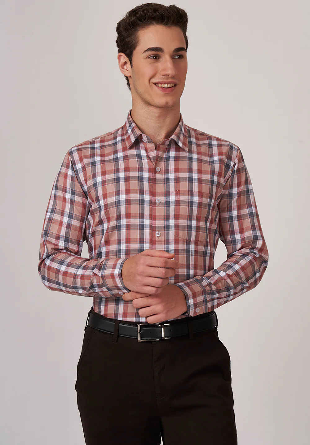 Men Brown Slim Fit Formal Shirt