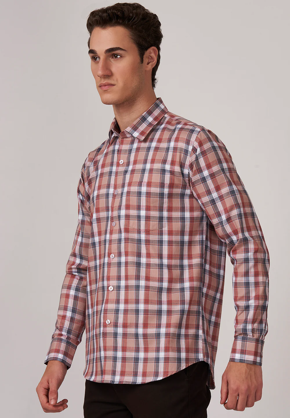 Men Brown Slim Fit Formal Shirt - Image 2