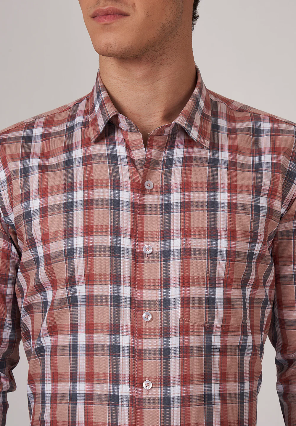 Men Brown Slim Fit Formal Shirt - Image 4