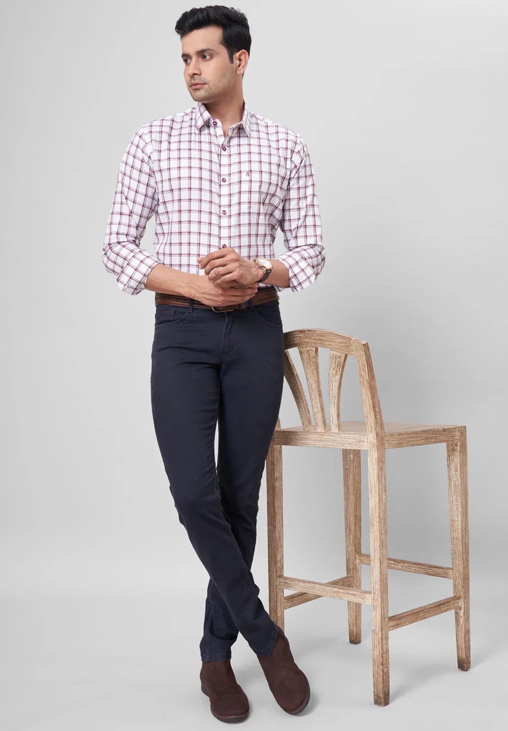 Men Brown Slim Fit Formal Shirt - Image 5