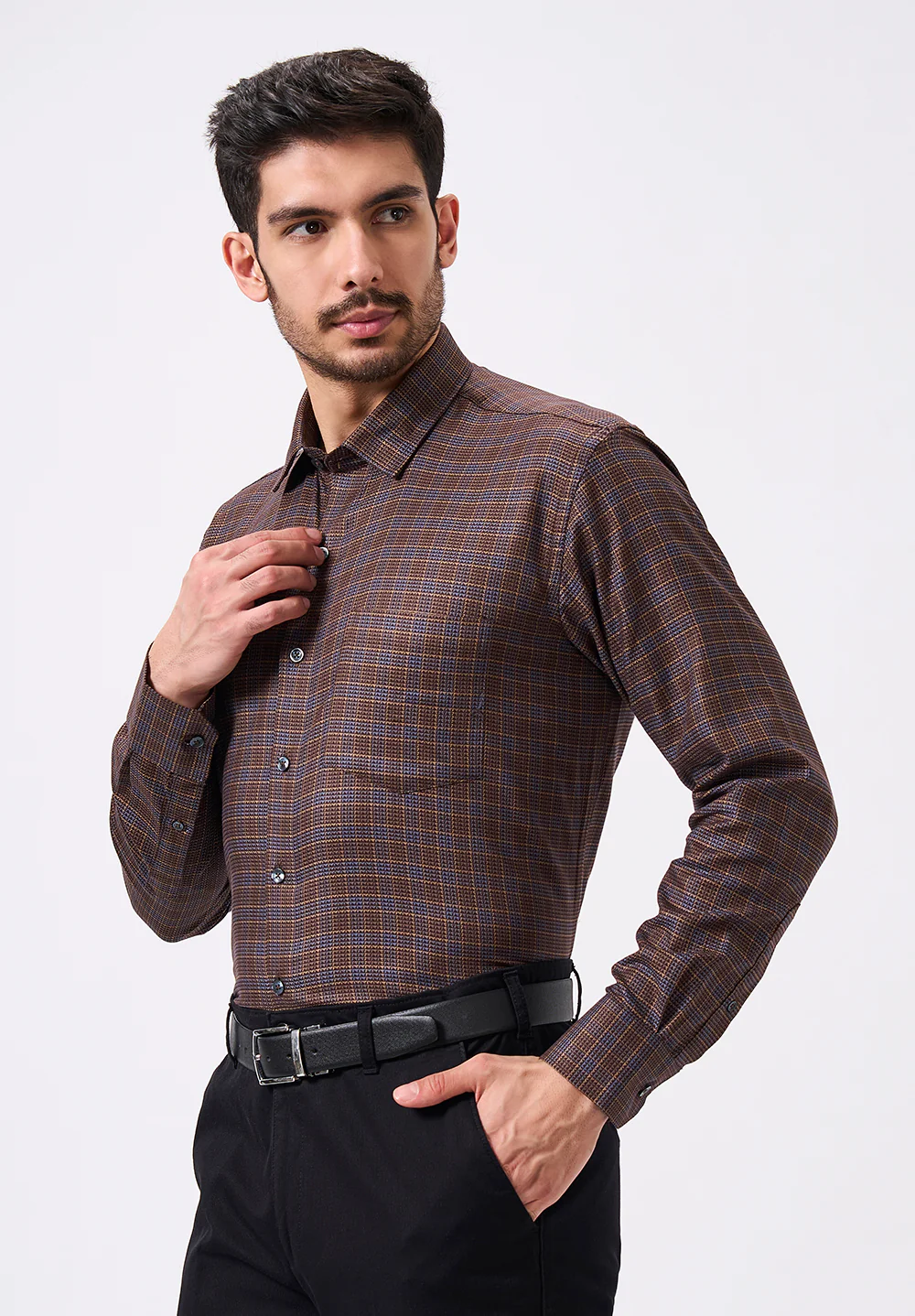 Men Brown Regular Fit Formal Shirt - Image 3