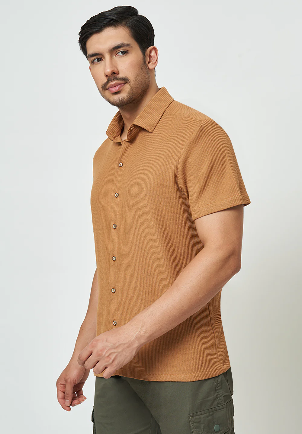 Men Brown Striped Casual Shirt - Image 3