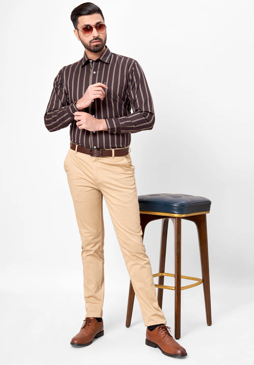 Men Brown Regular Fit Formal Shirt - Image 4