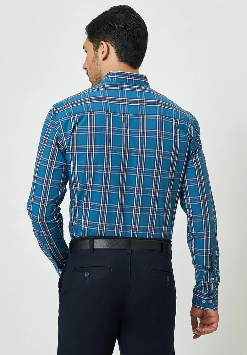 Men Blue Slim Fit Formal Shirt - Image 3