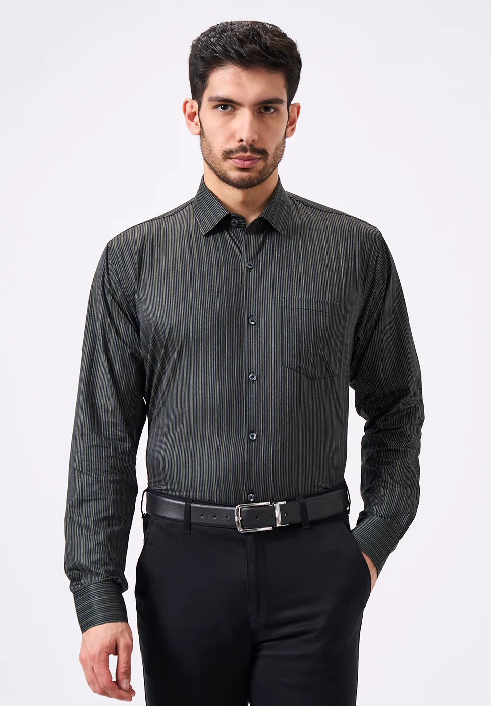 Men Black Slim Fit Formal Shirt
