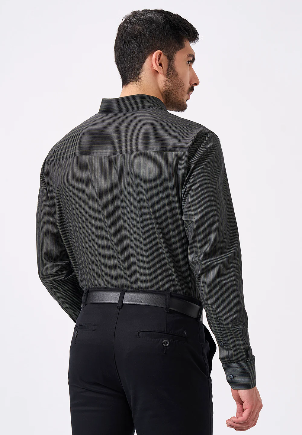 Men Black Slim Fit Formal Shirt - Image 2