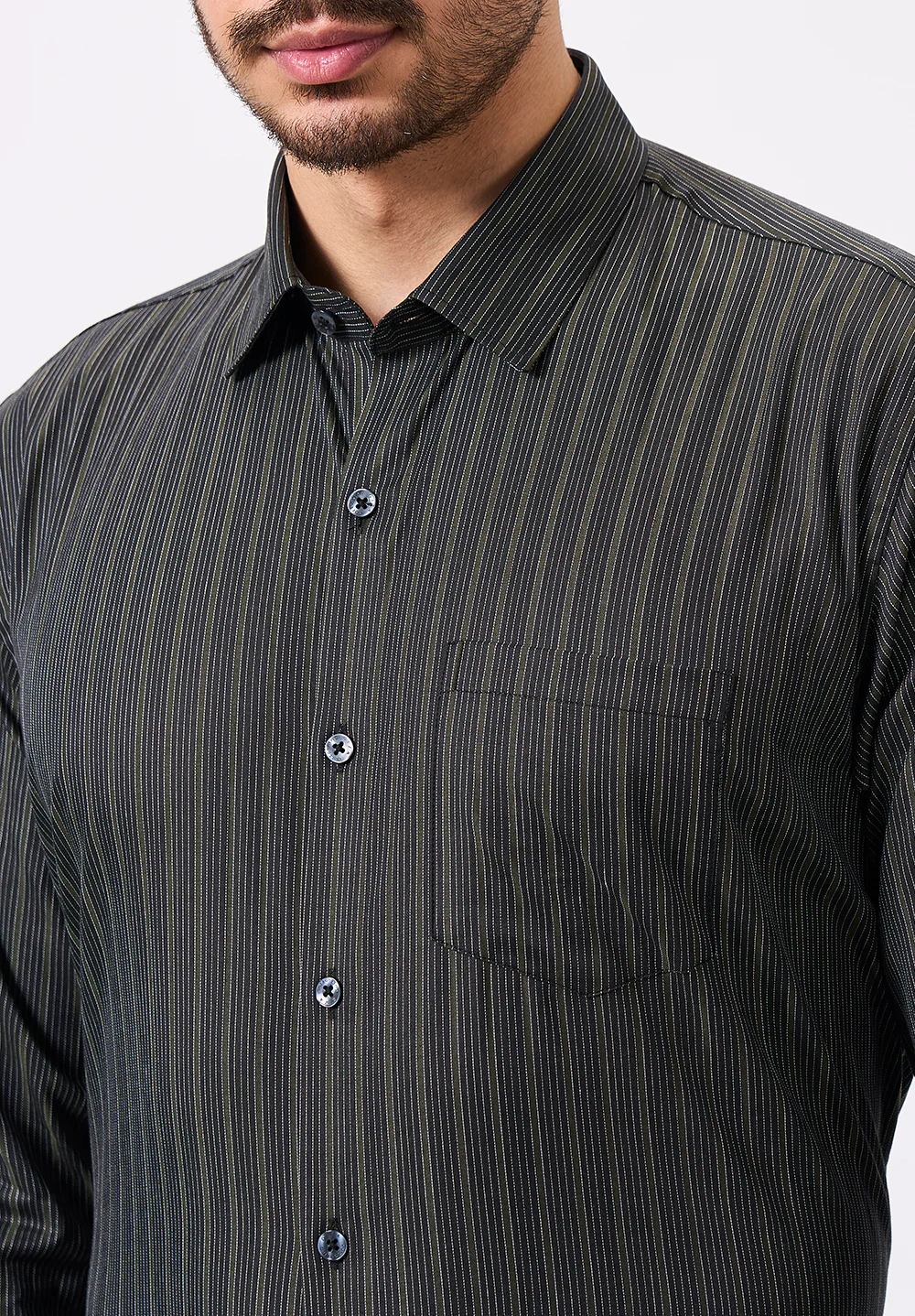 Men Black Slim Fit Formal Shirt - Image 3