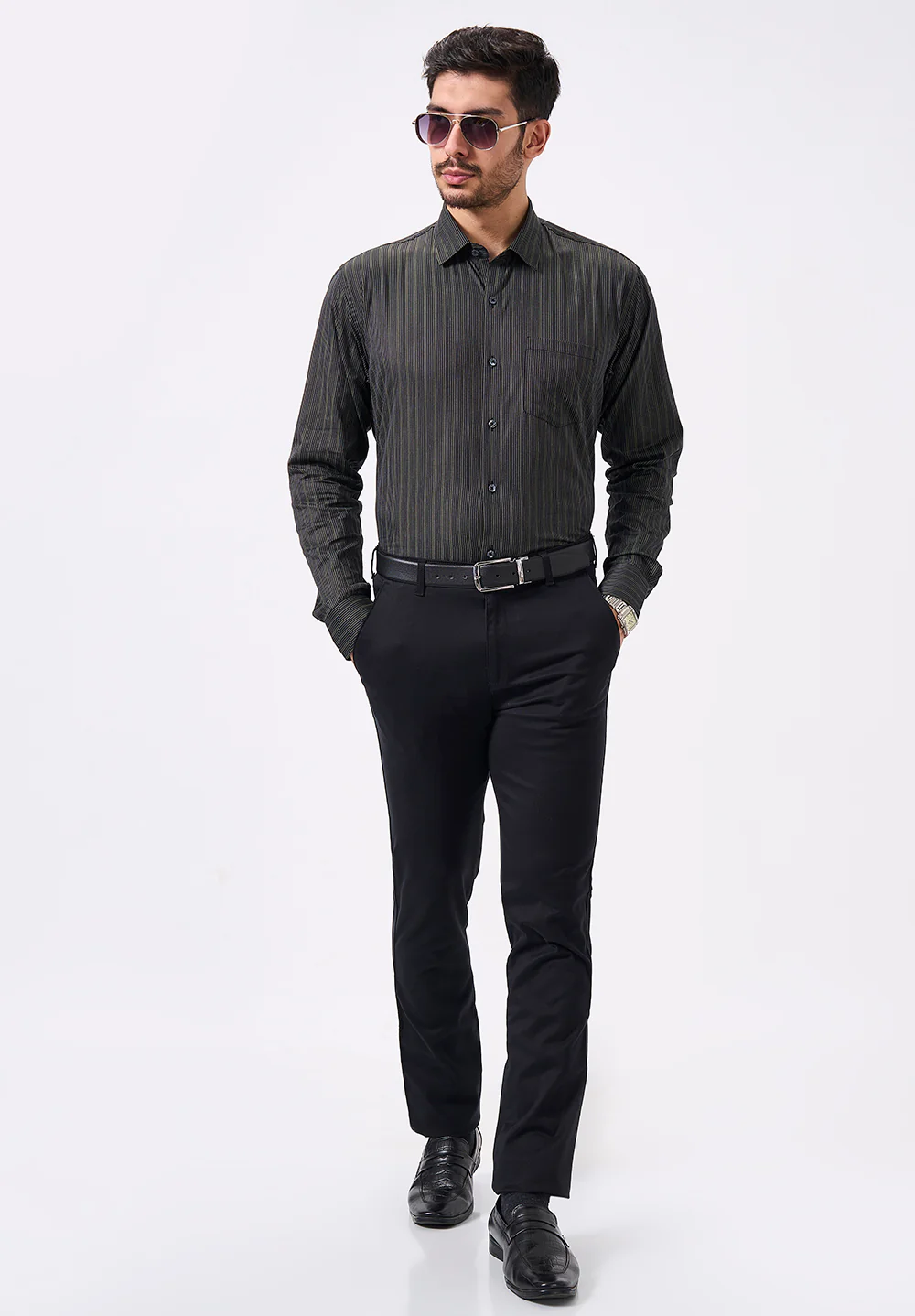 Men Black Slim Fit Formal Shirt - Image 5
