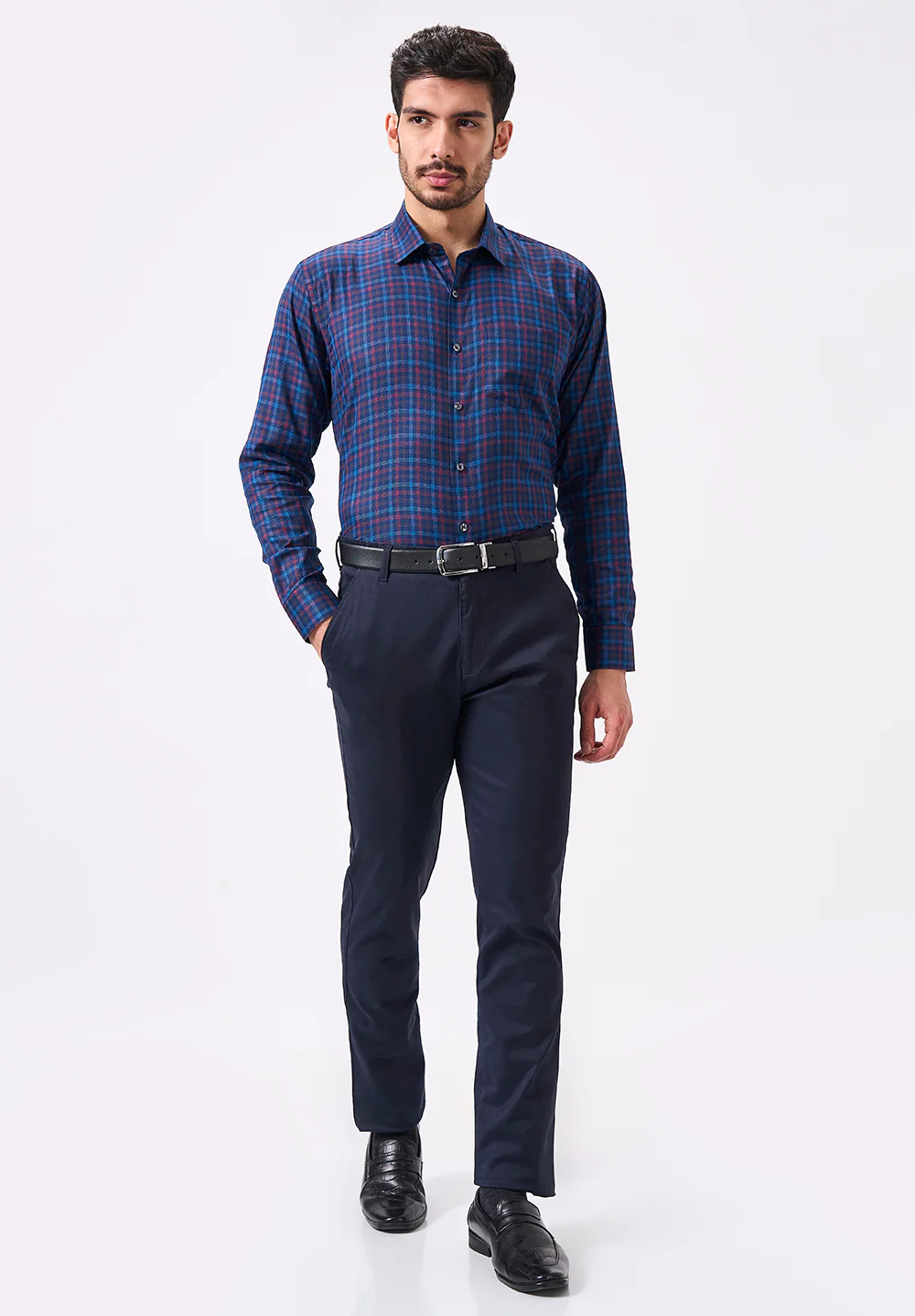 Men Blue Slim Fit Formal Shirt - Image 5