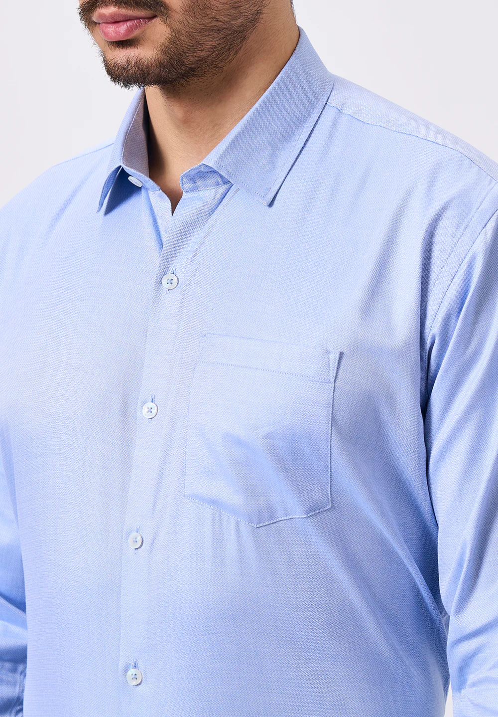 Men Blue Slim Fit Formal Shirt - Image 3
