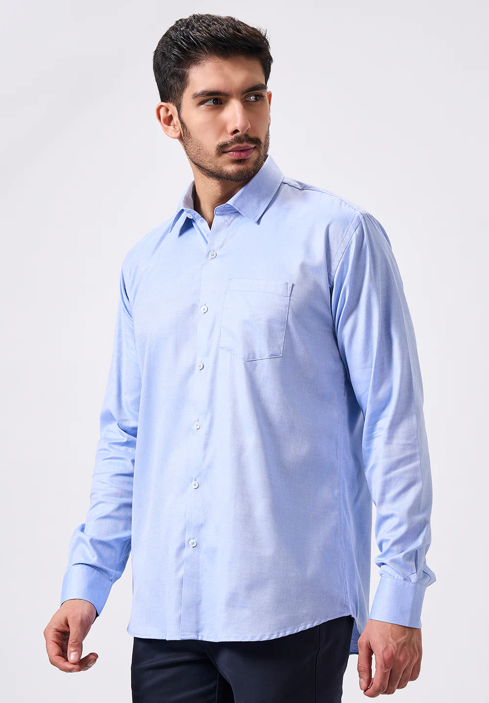 Men Blue Slim Fit Formal Shirt - Image 4