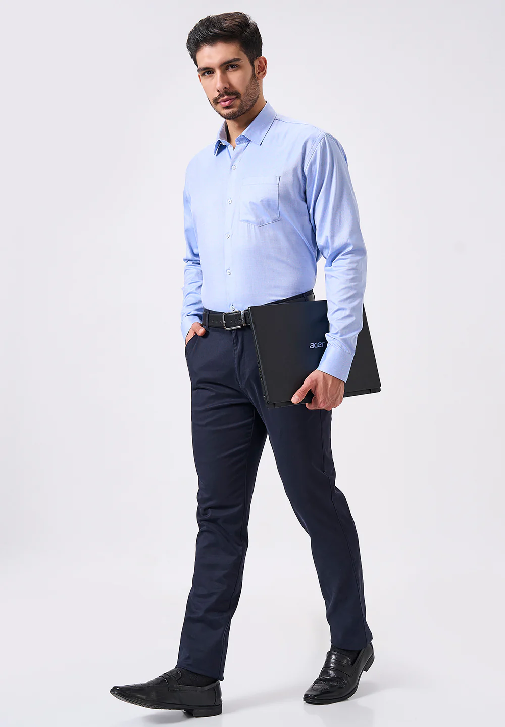 Men Blue Slim Fit Formal Shirt - Image 5