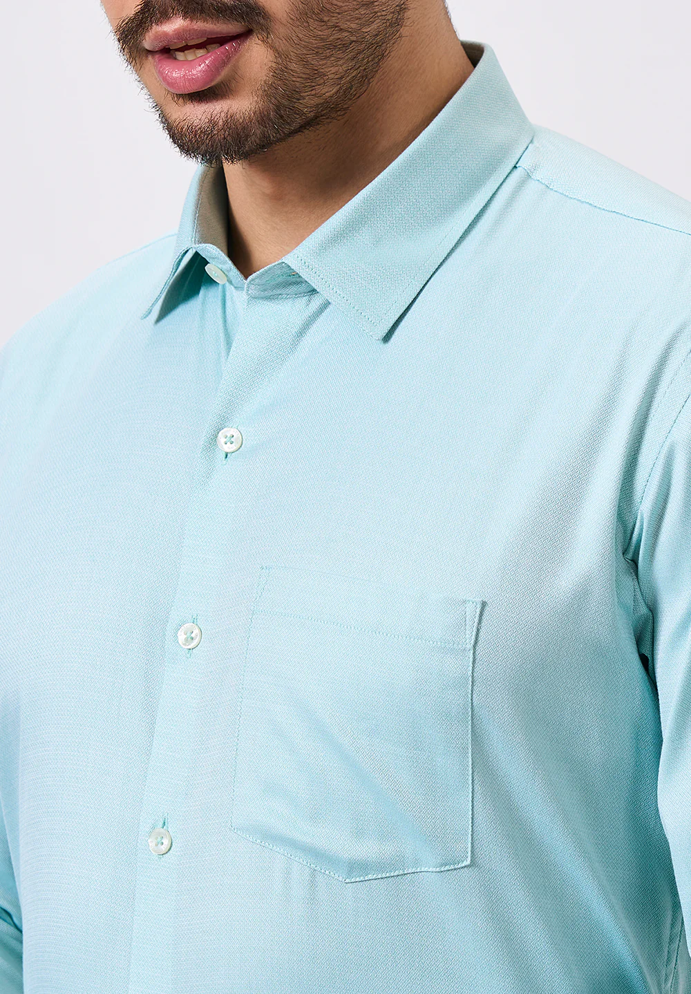 Men Blue Slim Fit Formal Shirt - Image 2