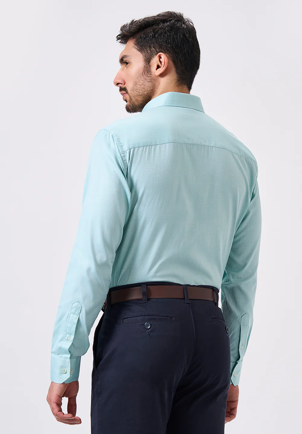 Men Blue Slim Fit Formal Shirt - Image 3