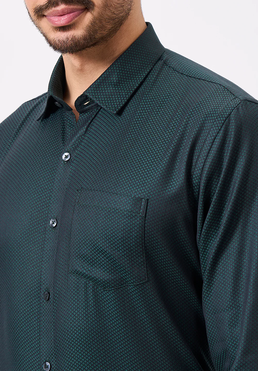 Men Green Slim Fit Formal Shirt - Image 3