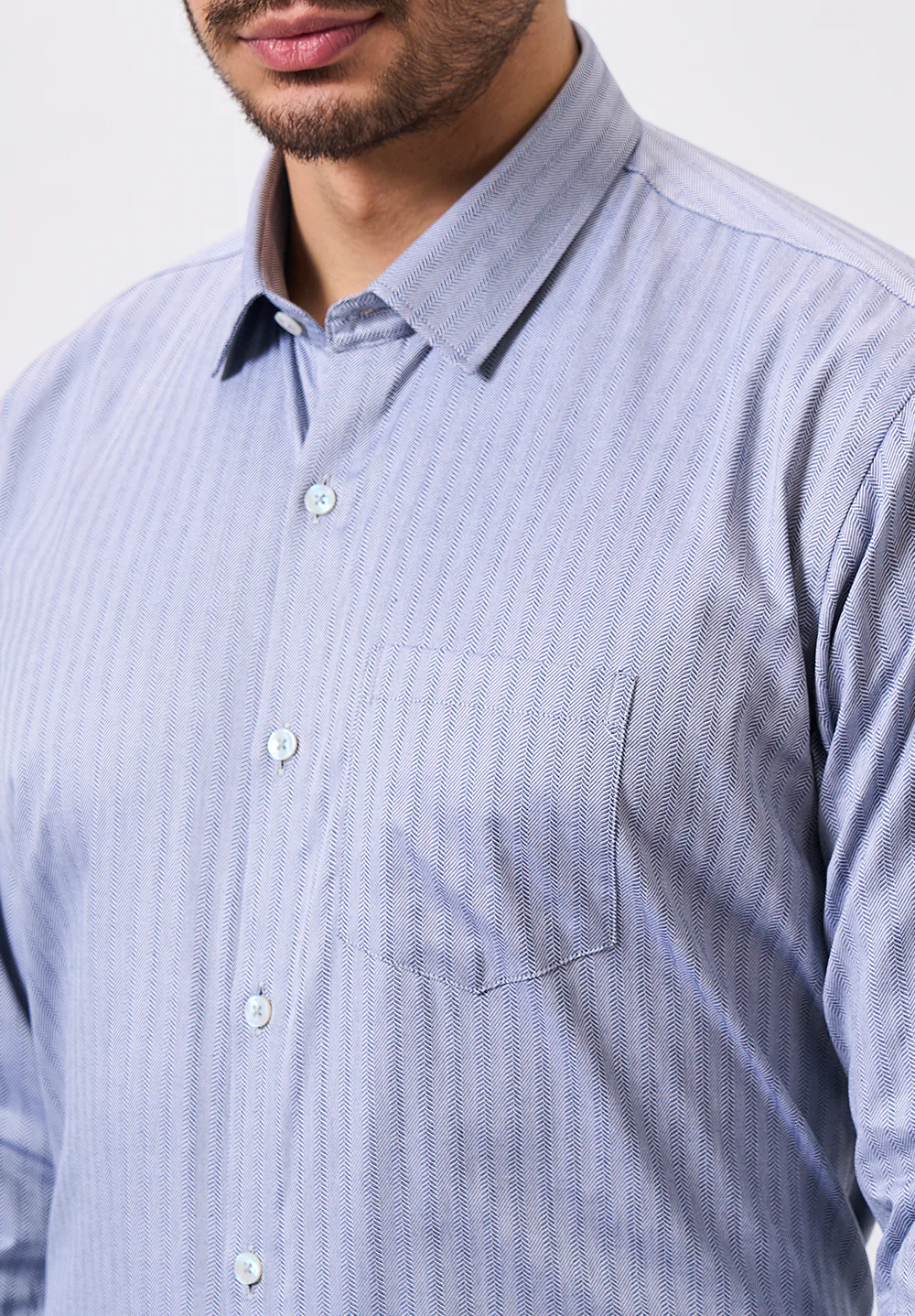 Men Grey Slim Fit Formal Shirt - Image 3
