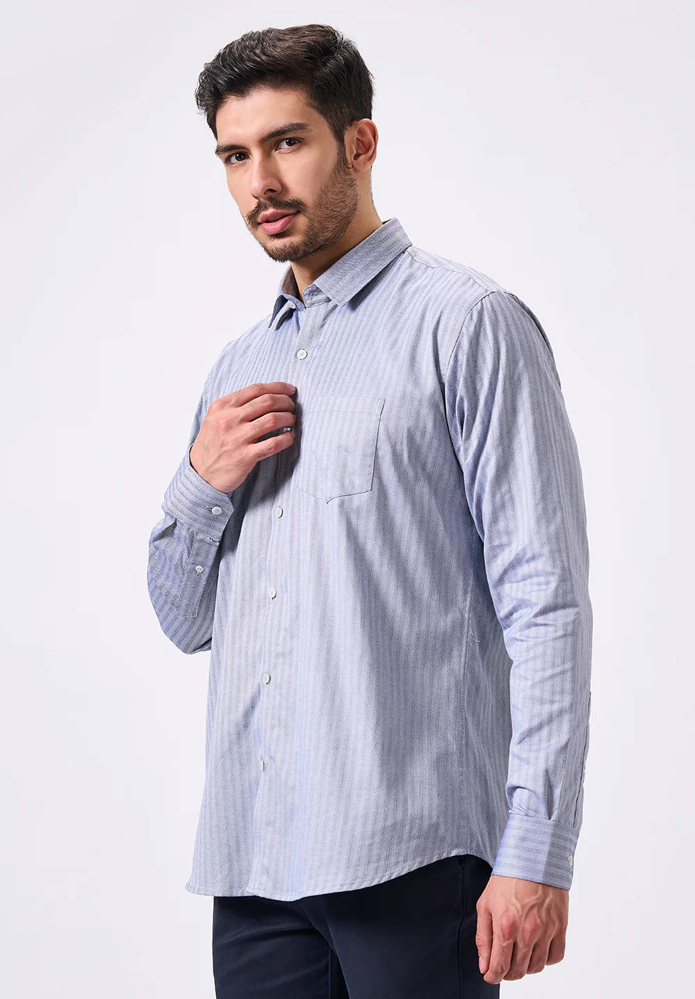 Men Grey Slim Fit Formal Shirt - Image 4