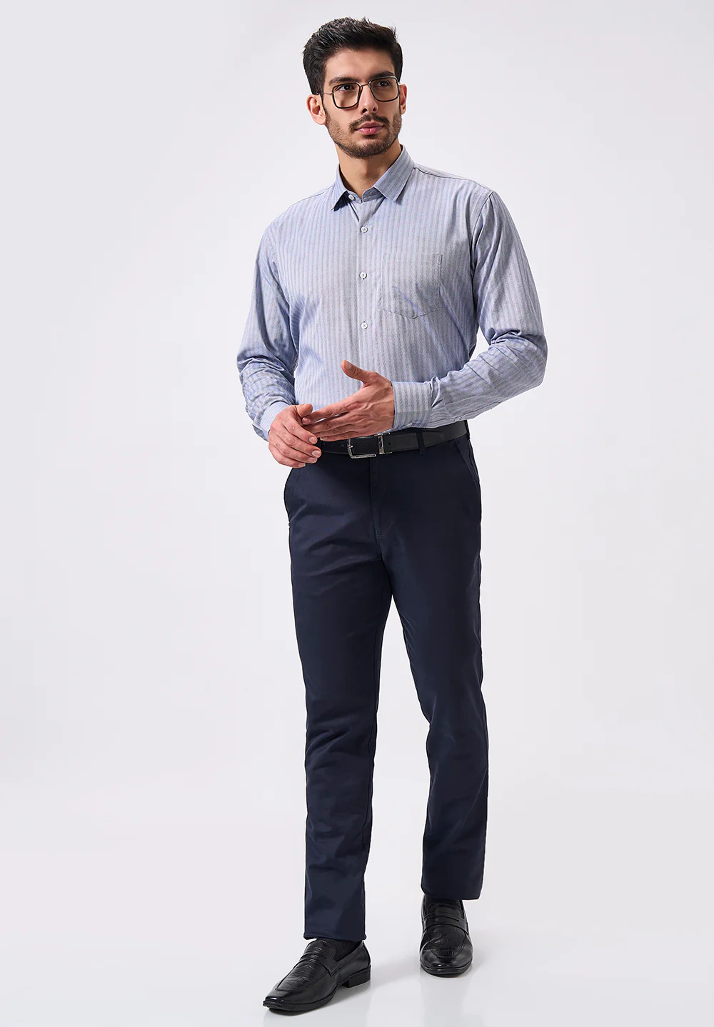 Men Grey Slim Fit Formal Shirt - Image 5