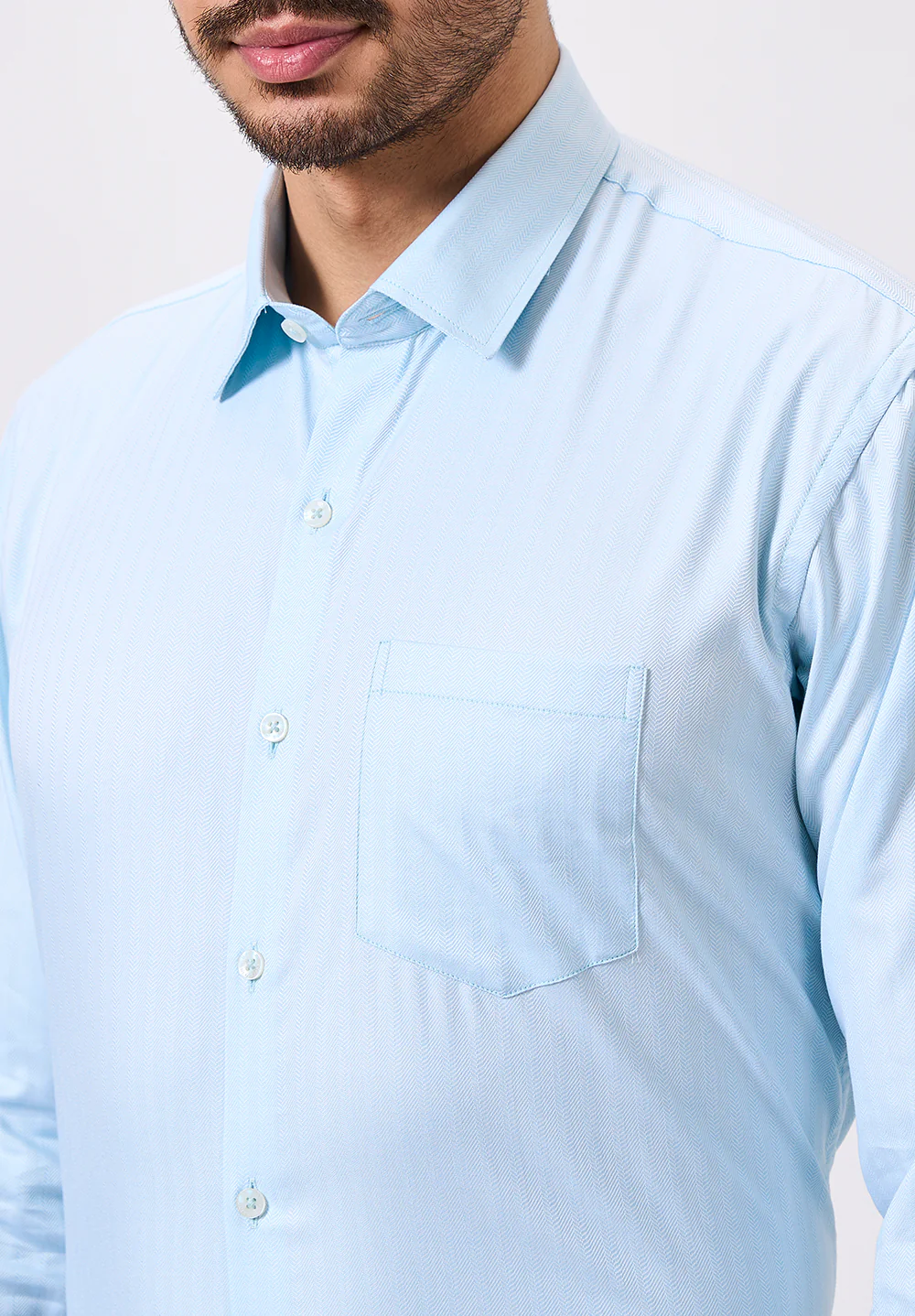 Men Blue Slim Fit Formal Shirt - Image 3