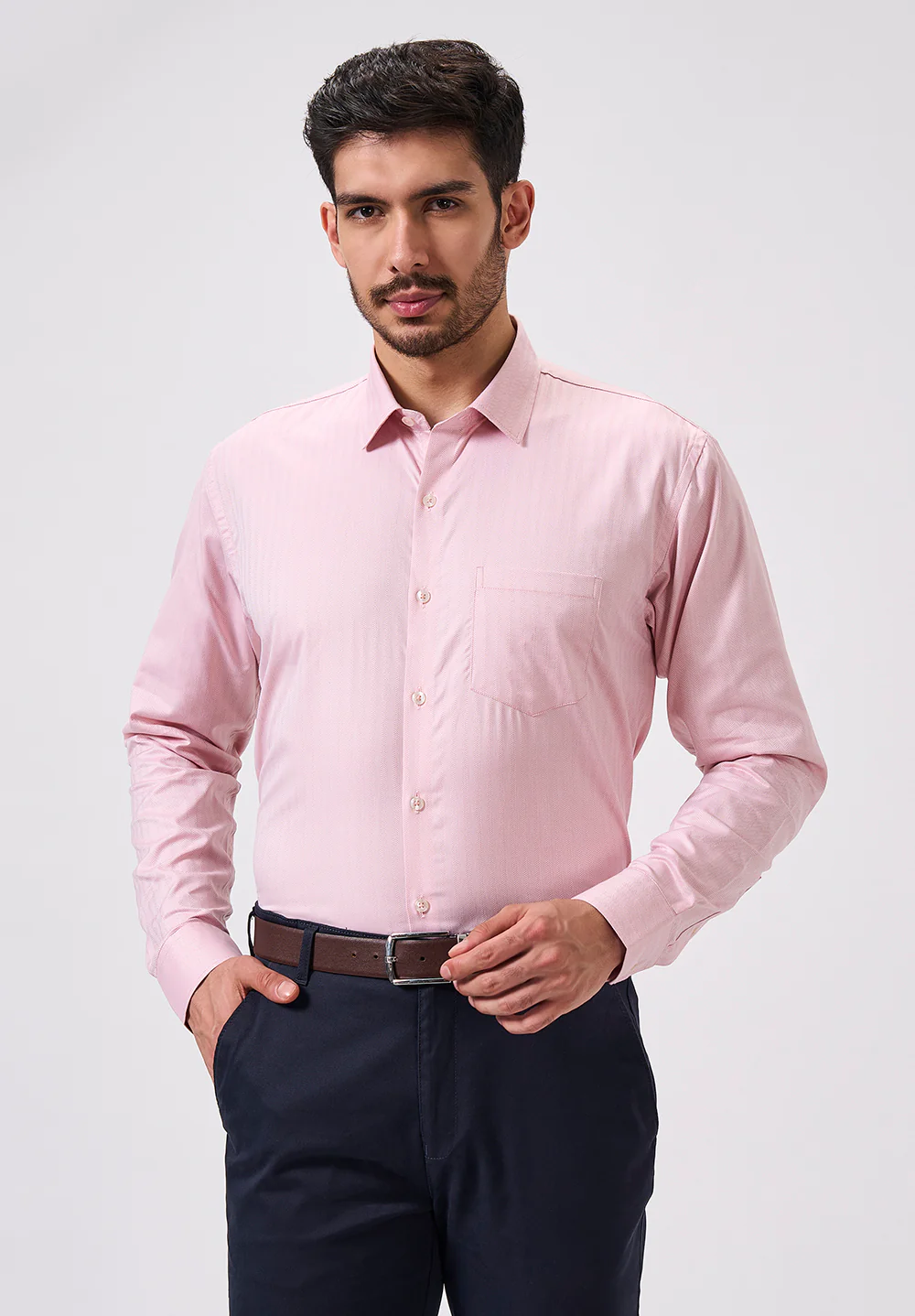 Men Pink Slim Fit Formal Shirt