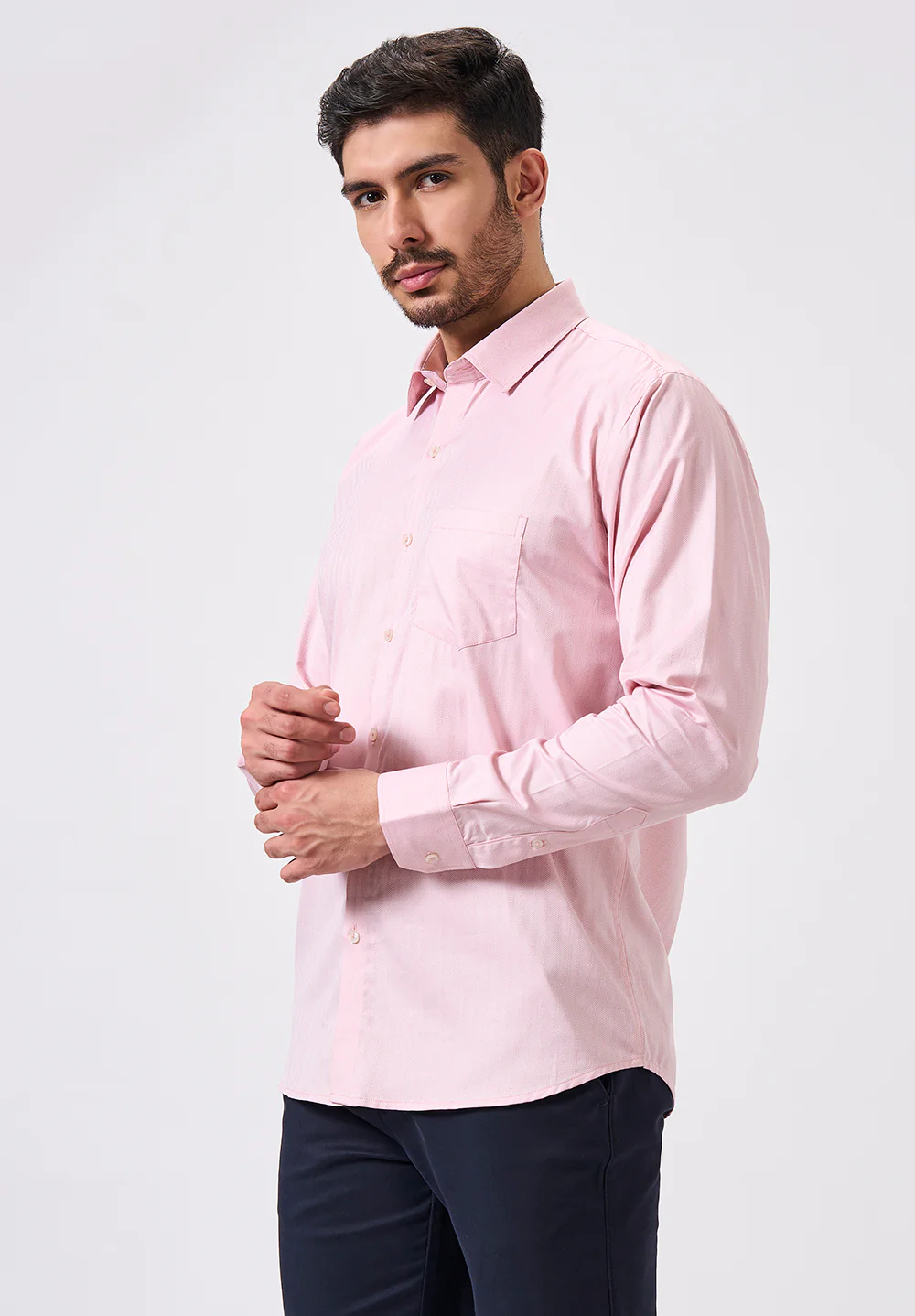 Men Pink Slim Fit Formal Shirt - Image 4