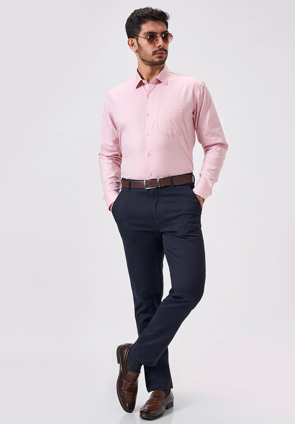 Men Pink Slim Fit Formal Shirt - Image 5