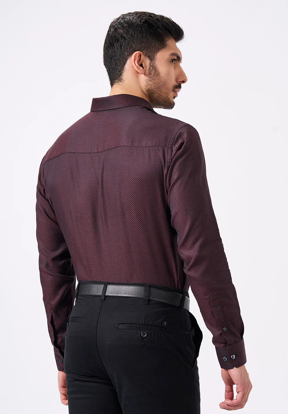 Men Maroon Slim Fit Formal Shirt - Image 2