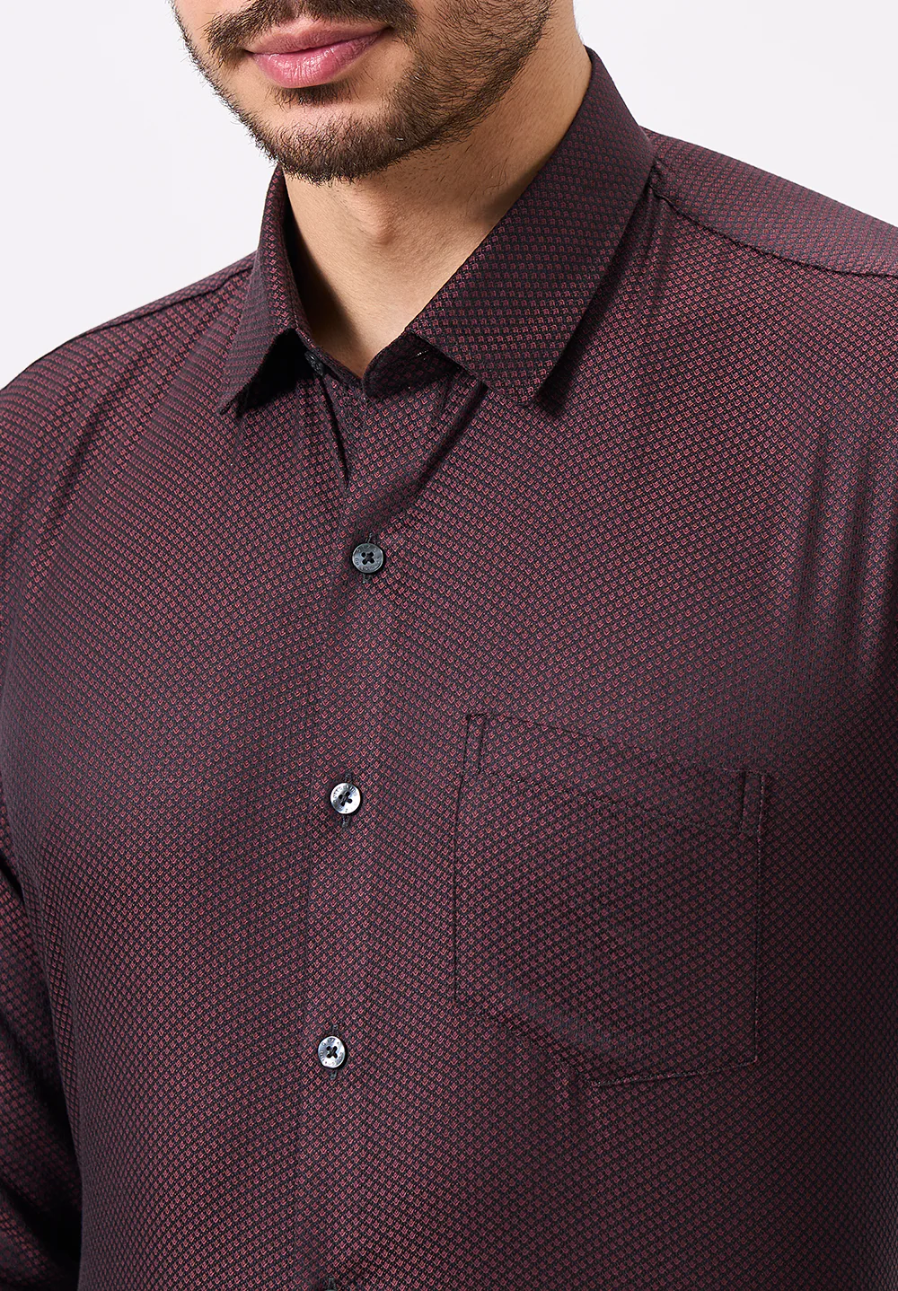 Men Maroon Slim Fit Formal Shirt - Image 3