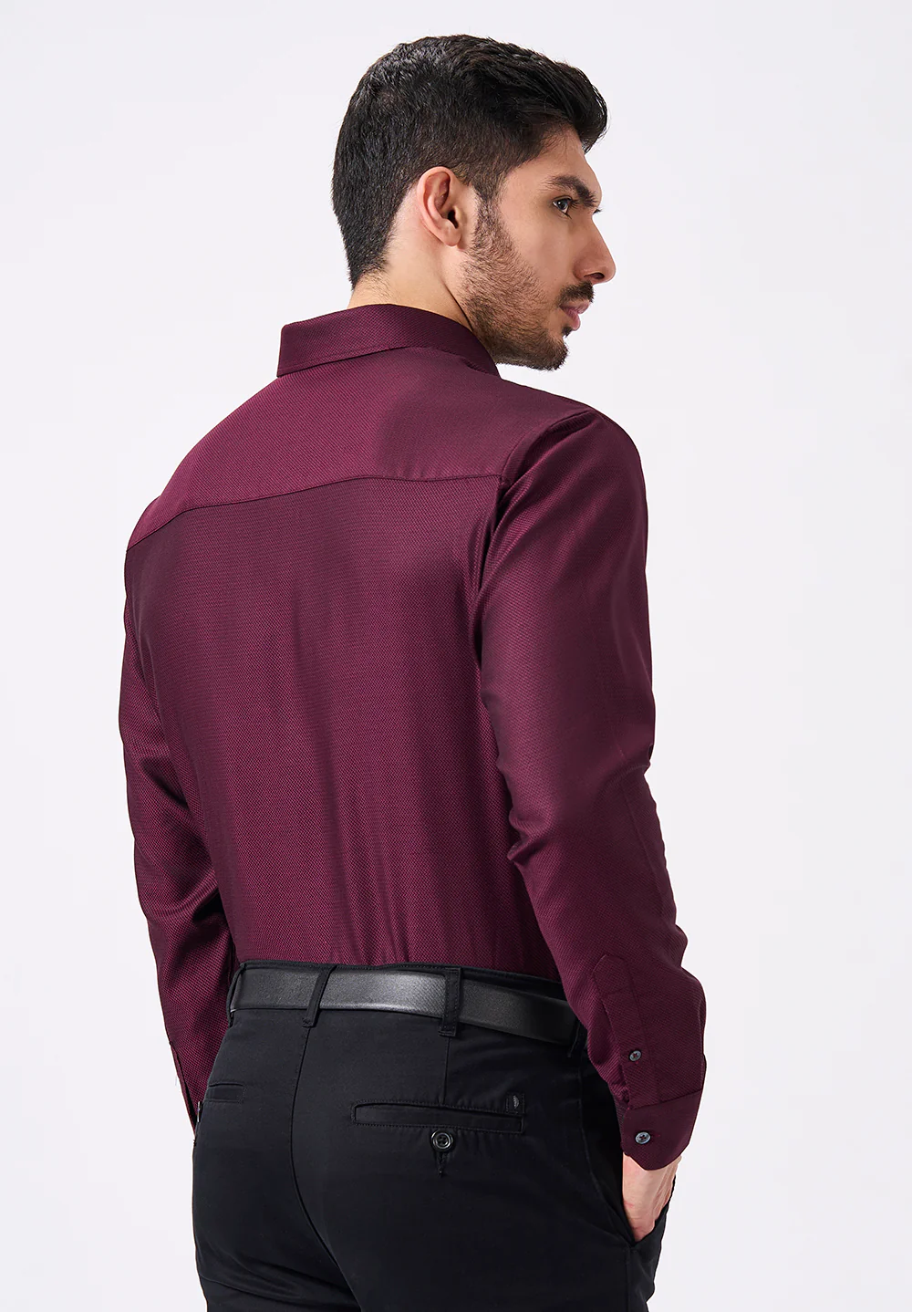 Men Maroon Slim Fit Formal Shirt - Image 2
