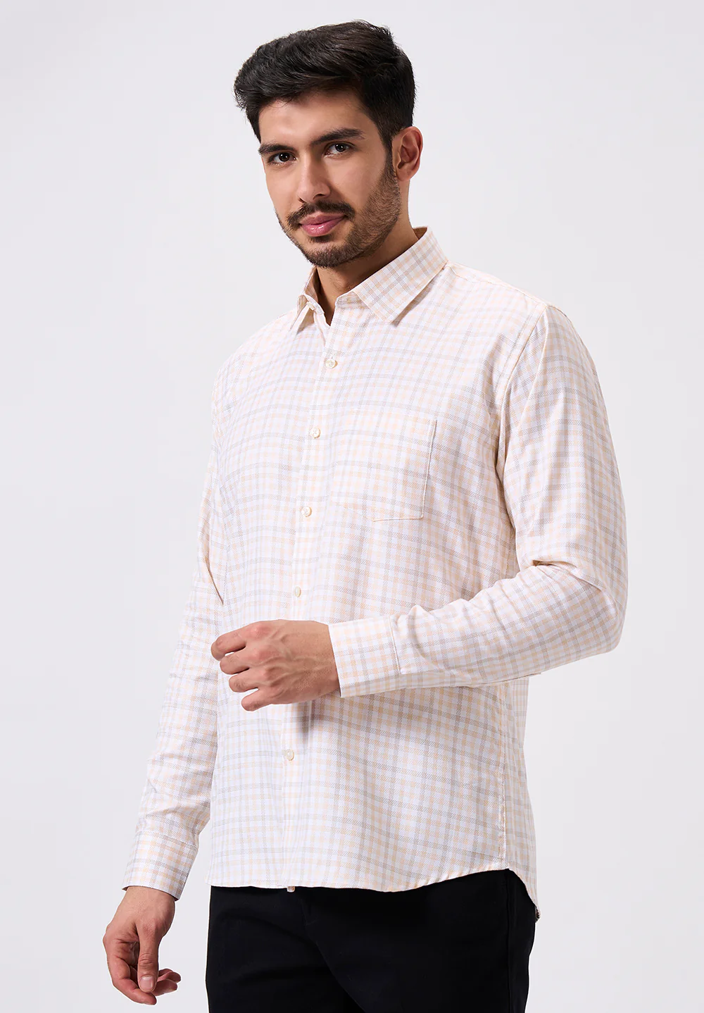 Men Orange Slim Fit Formal Shirt - Image 4