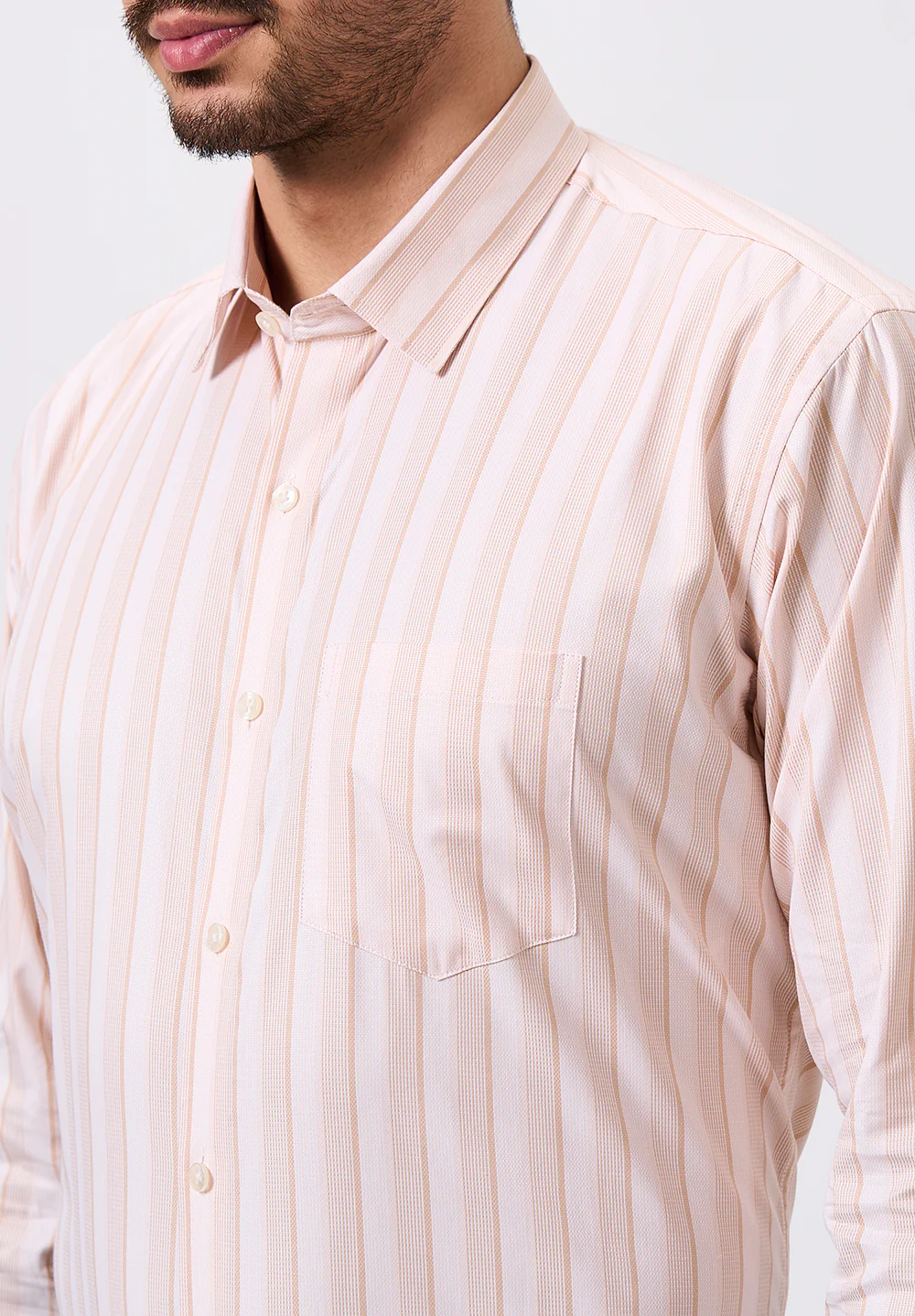Men Peach Slim Fit Formal Shirt - Image 3