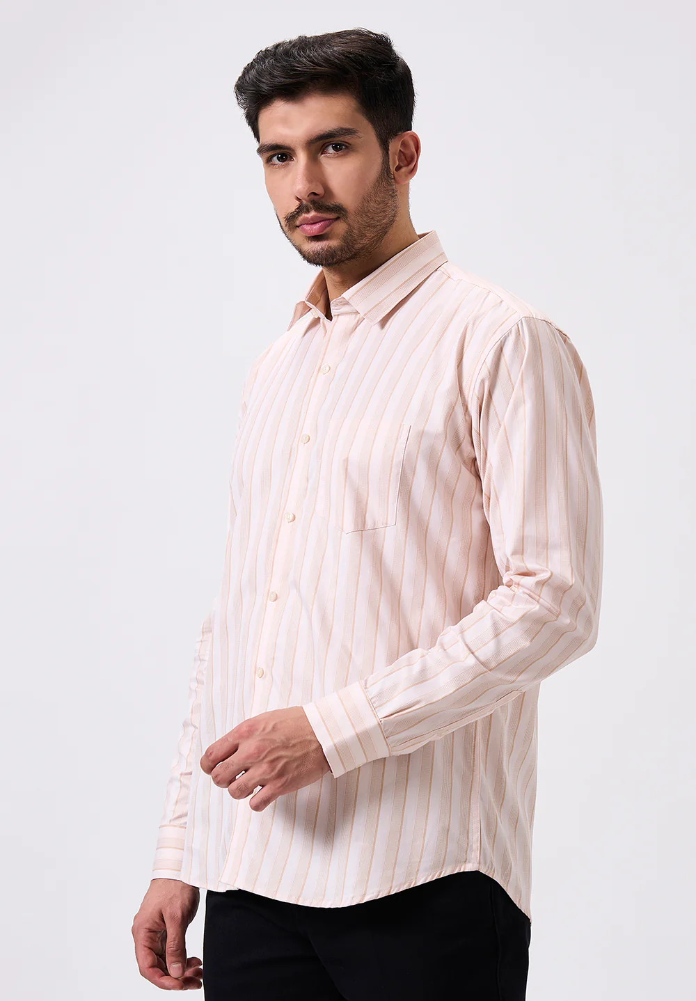 Men Peach Slim Fit Formal Shirt - Image 4