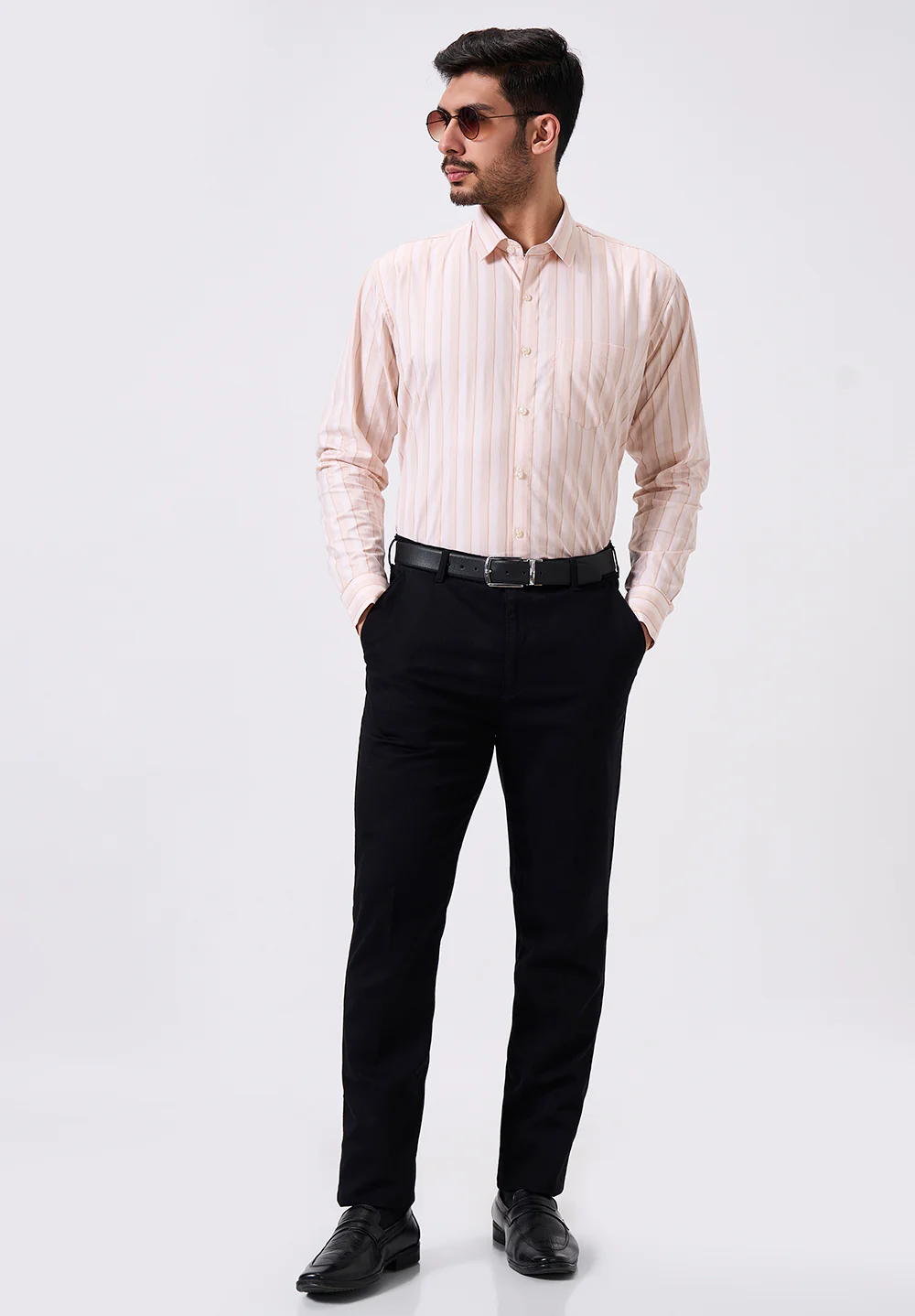 Men Peach Slim Fit Formal Shirt - Image 5