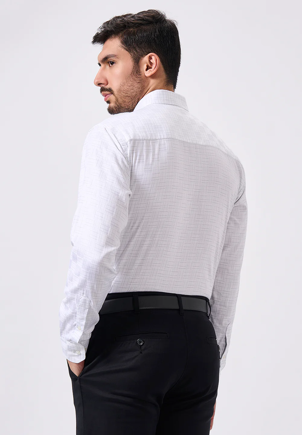 Men White Slim Fit Formal Shirt - Image 2