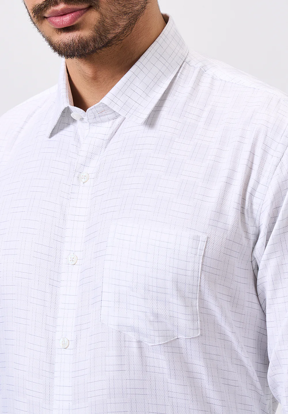 Men White Slim Fit Formal Shirt - Image 3