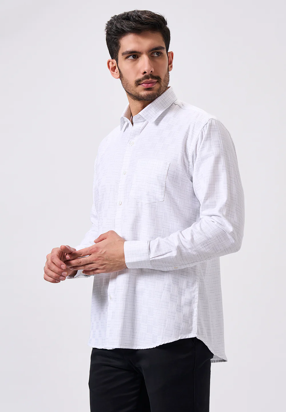 Men White Slim Fit Formal Shirt - Image 4
