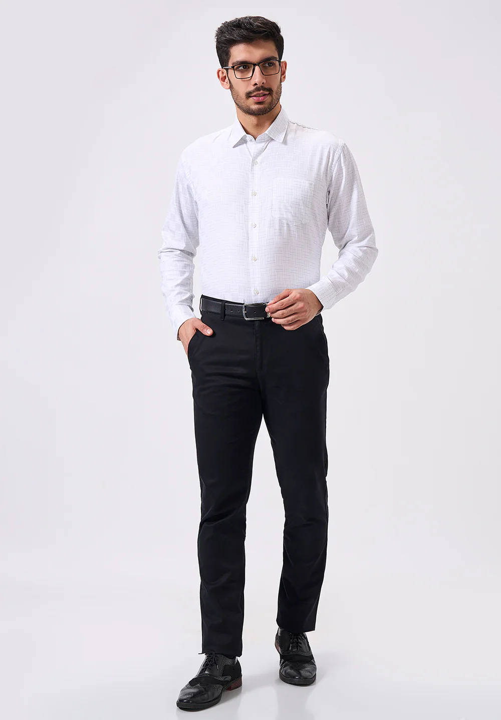 Men White Slim Fit Formal Shirt - Image 5