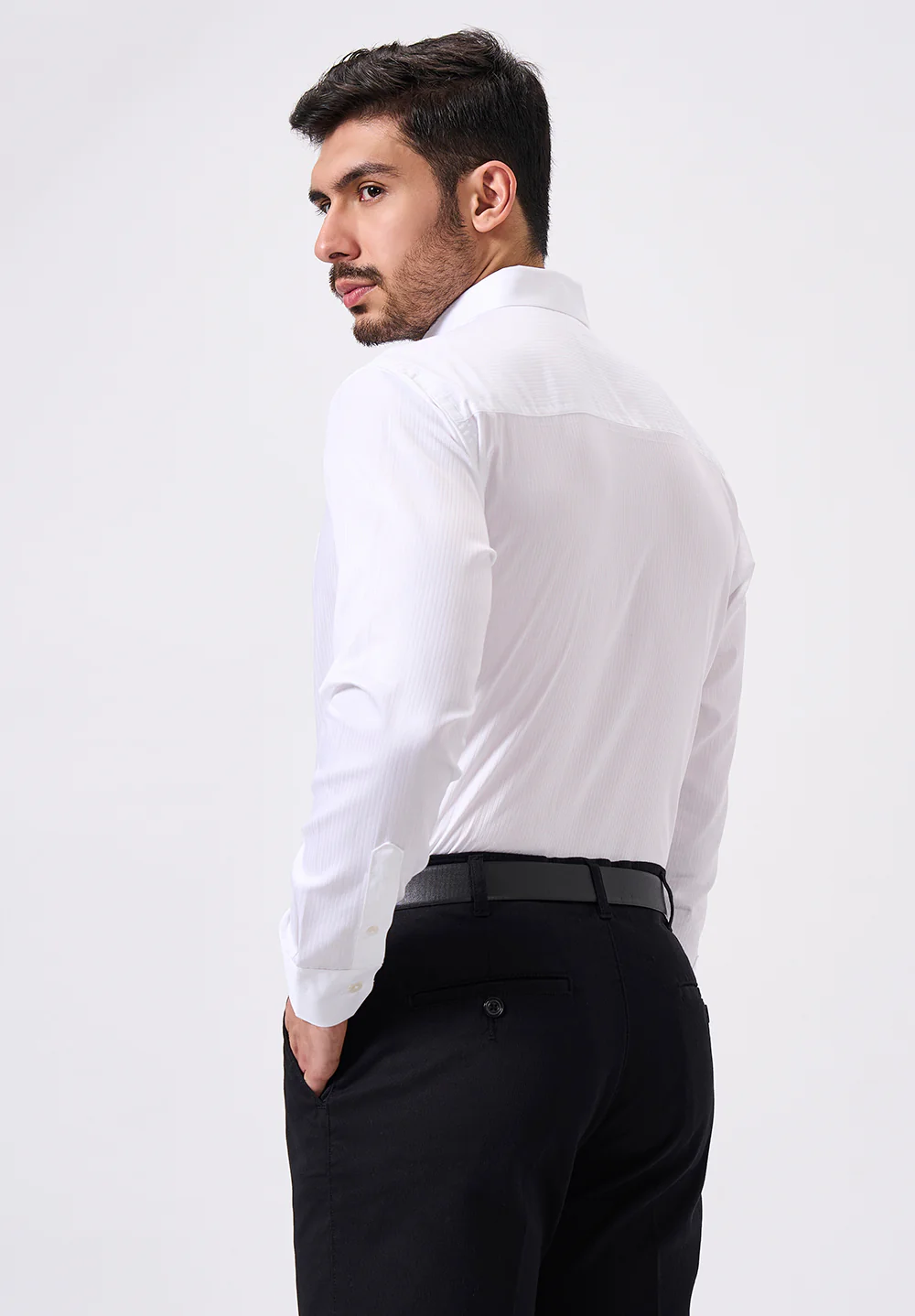 Men White Slim Fit Formal Shirt - Image 2