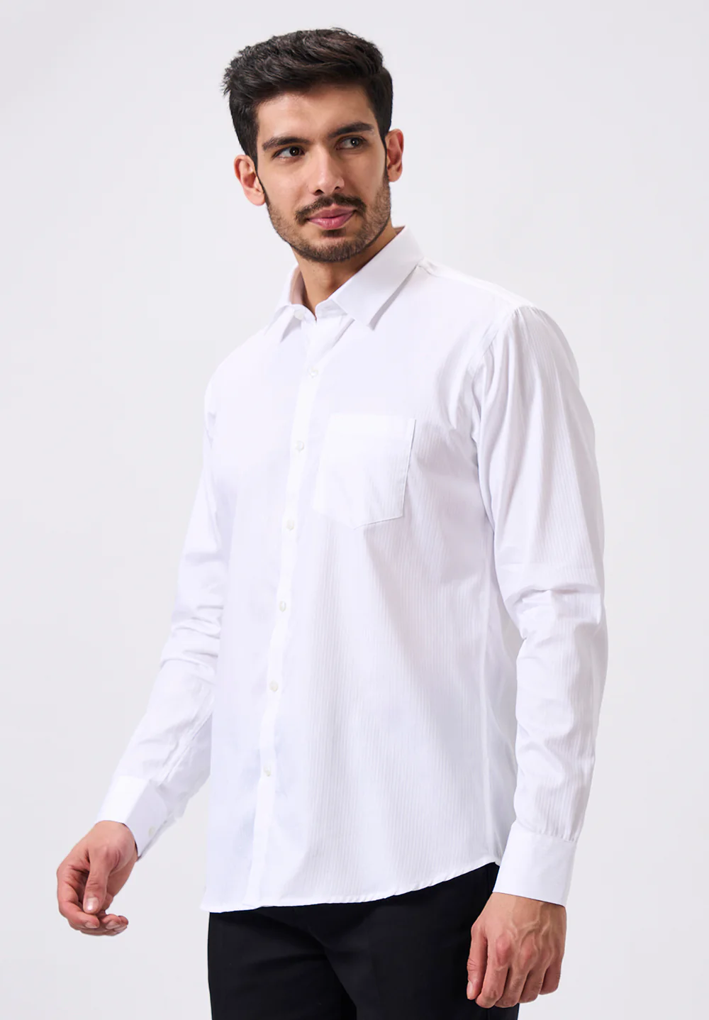 Men White Slim Fit Formal Shirt - Image 4