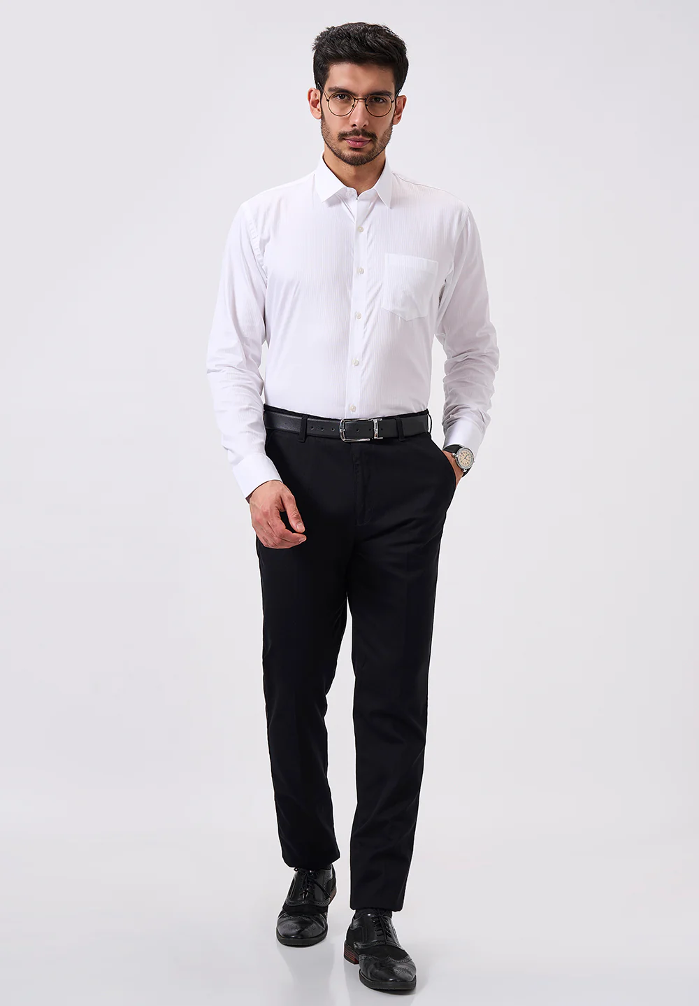 Men White Slim Fit Formal Shirt - Image 5