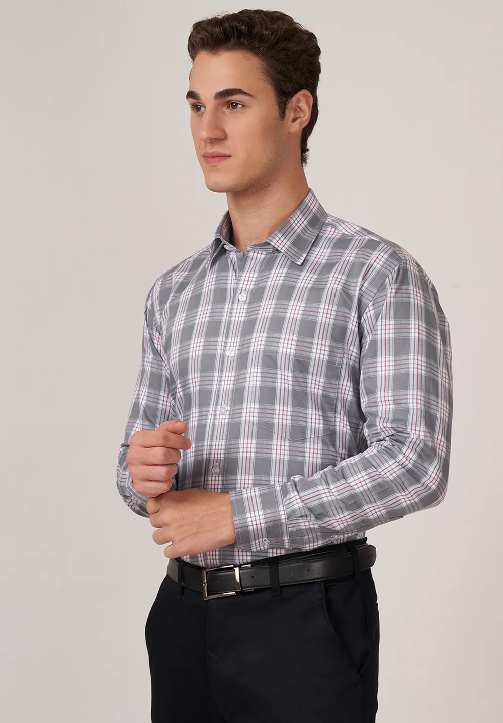 Men Gray Regular Fit Formal Shirt - Image 3