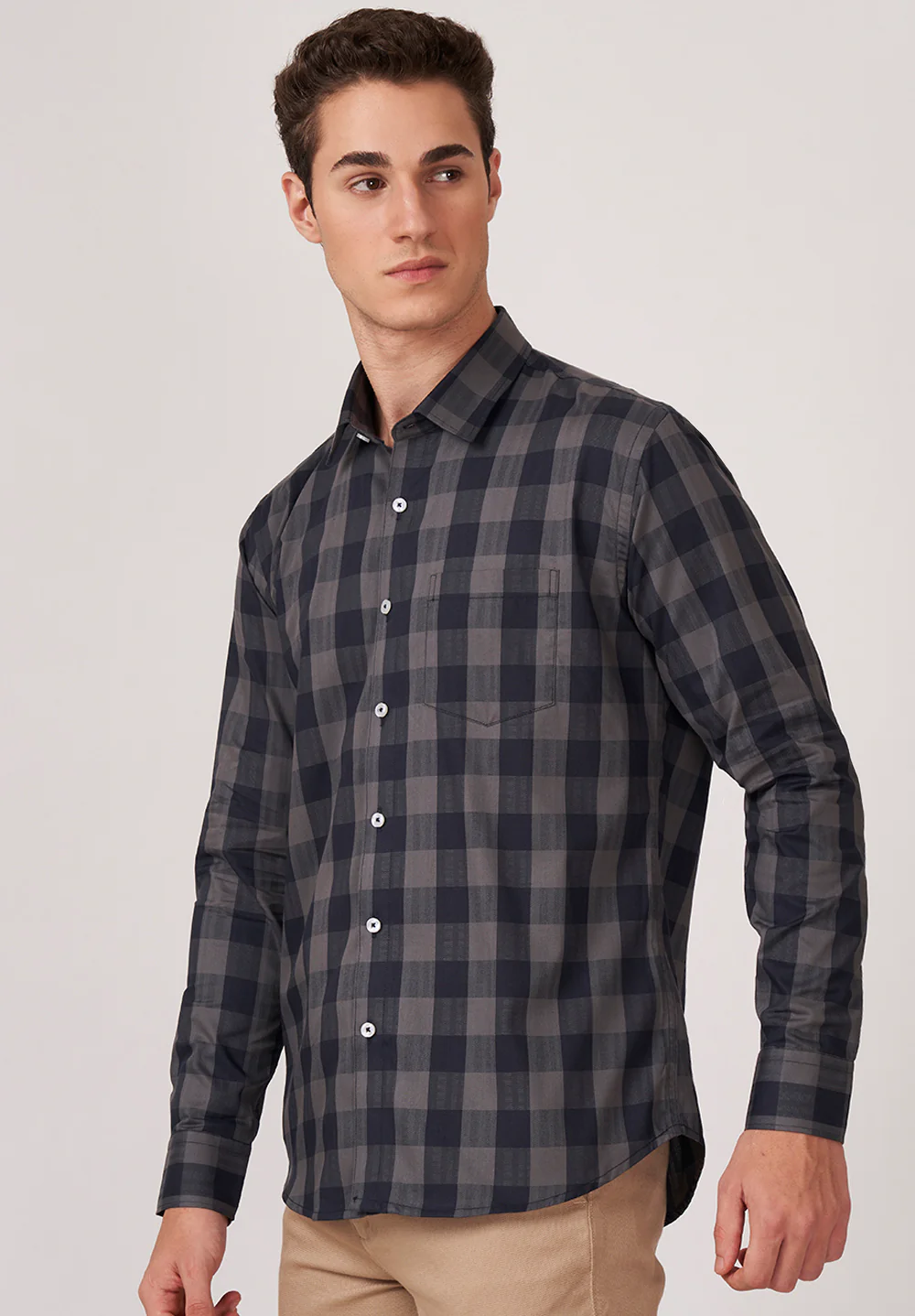 Men Gray Slim Fit Formal Shirt - Image 2