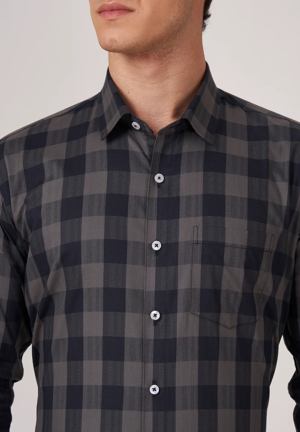 Men Gray Slim Fit Formal Shirt - Image 4