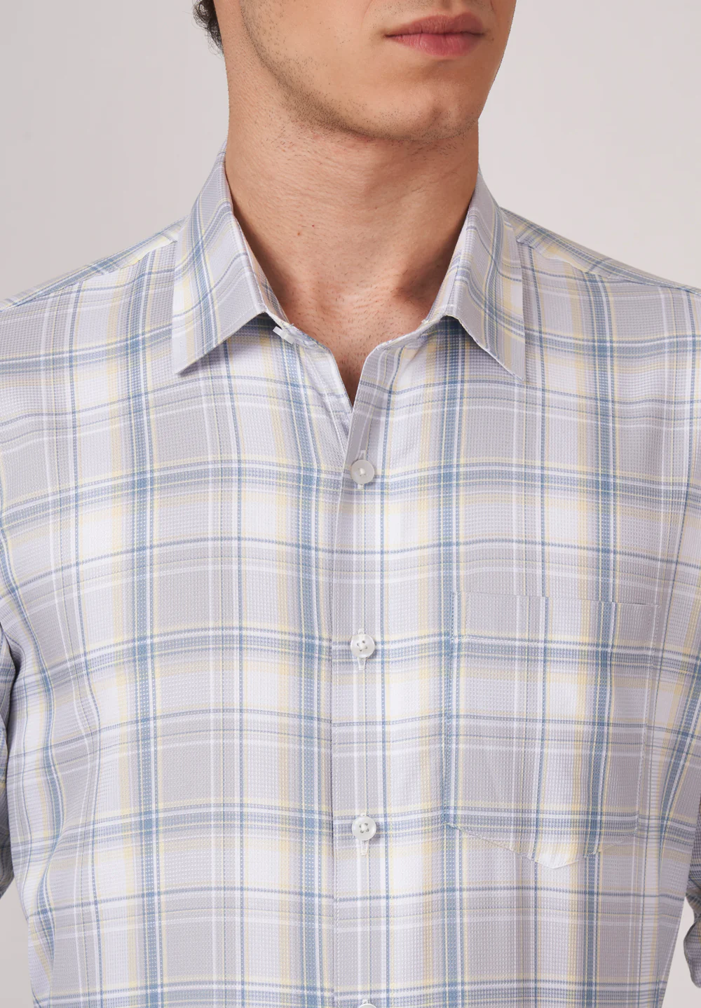 Men Gray Slim Fit Formal Shirt - Image 4
