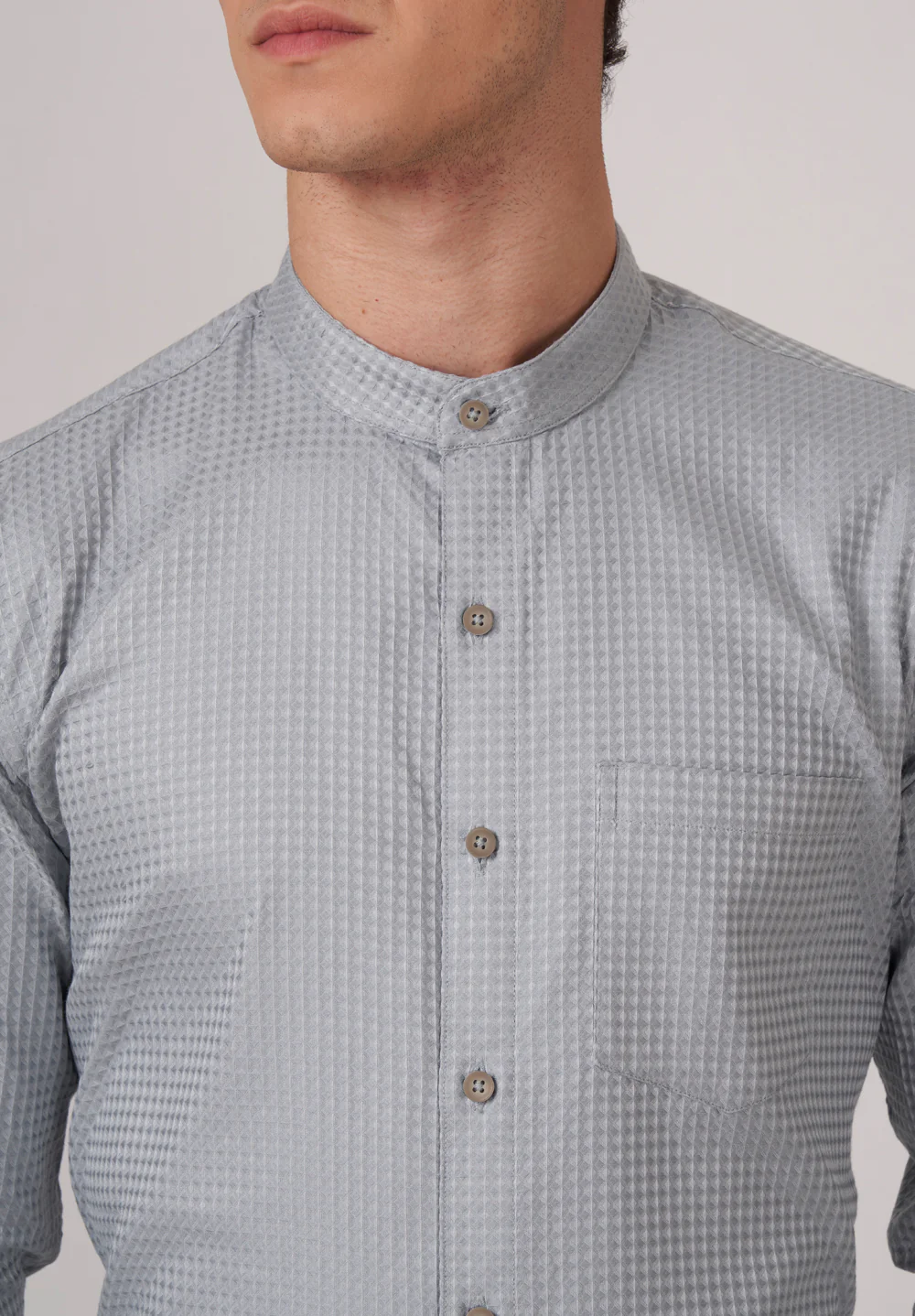 Men Gray Slim Fit Formal Shirt - Image 5