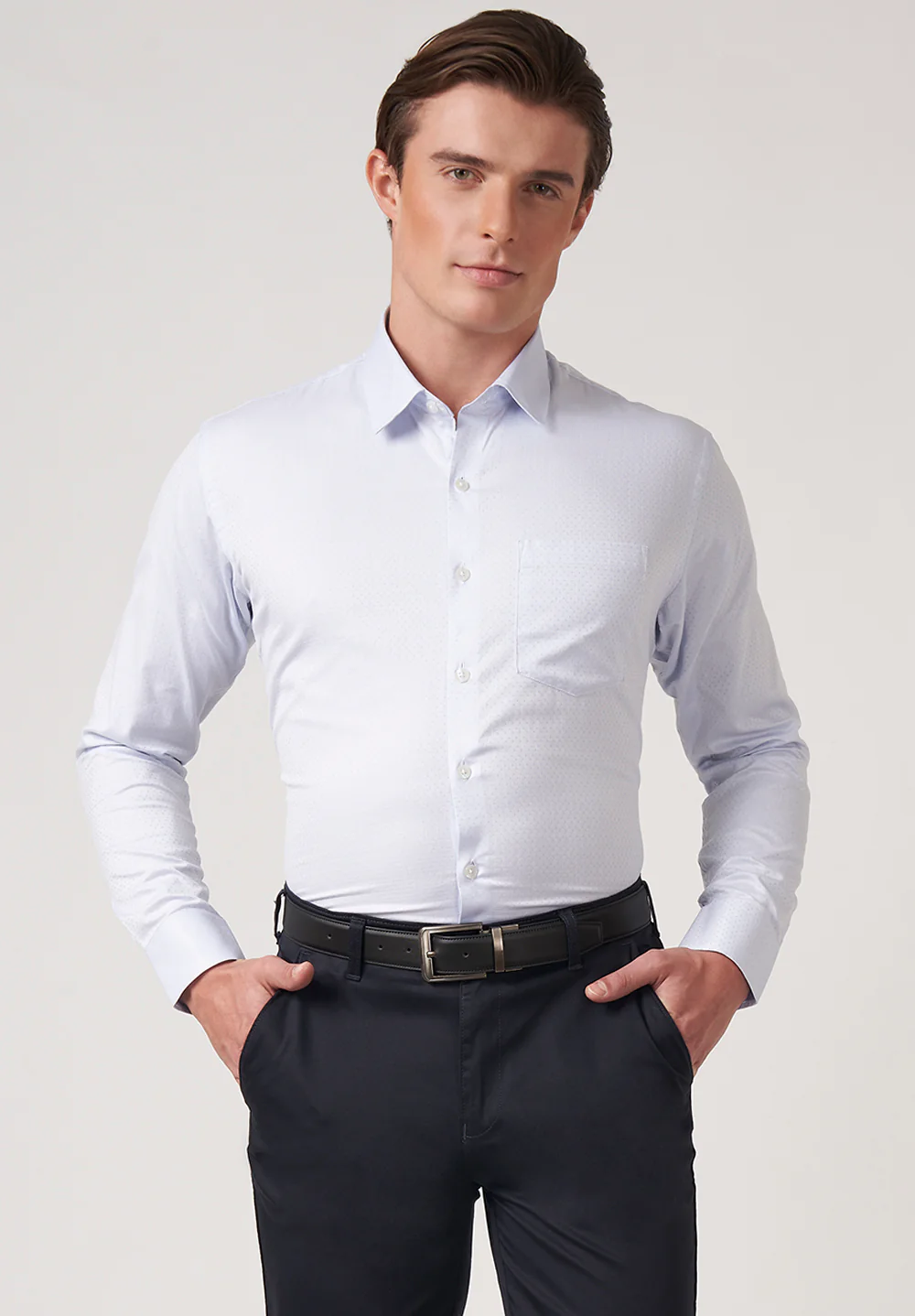 Men Gray Slim Fit Formal Shirt