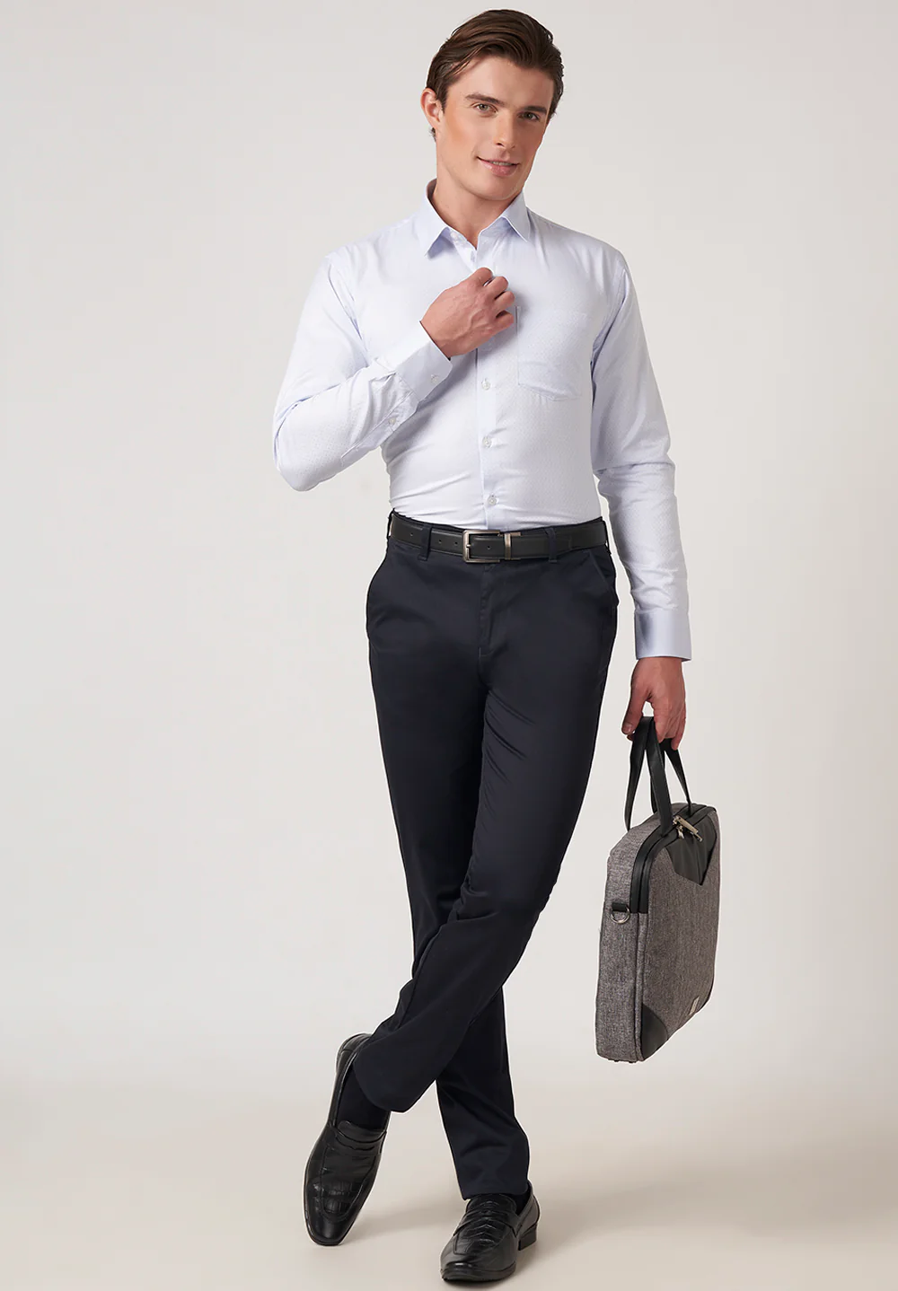 Men Gray Slim Fit Formal Shirt - Image 5